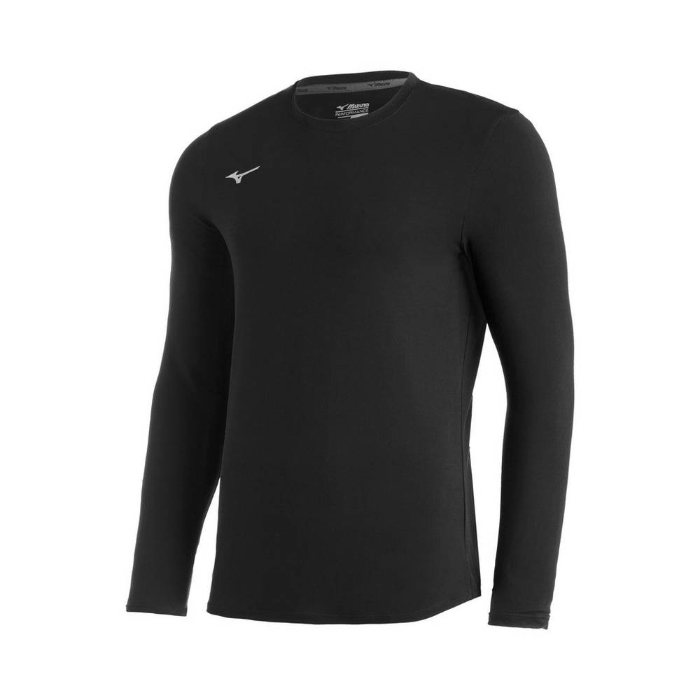 Panske Treningove Oblecenie Mizuno Comp Diamond Long Sleeve Crew Baseball Čierne Vypredaj VQSC58162